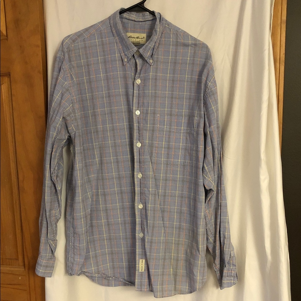 Eddie Bauer Mens Blue Plaid Shirt